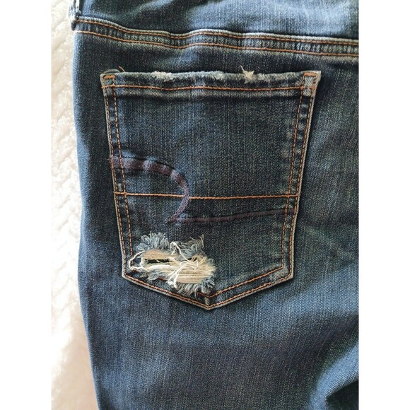American Eagle Womens 10 L Super Stretch X Distressed jegging Jeans Dark Wash - Picture 12 of 16